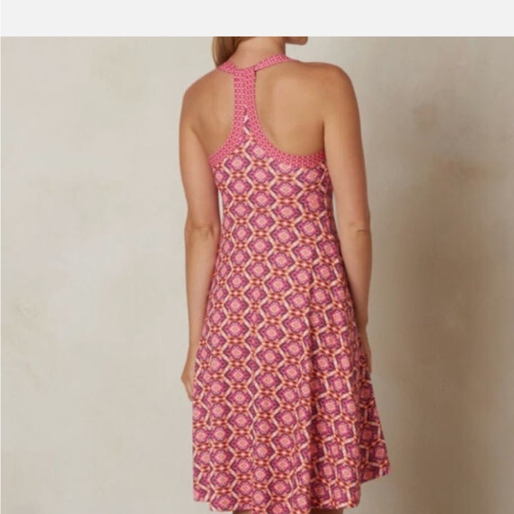 Prana Cali Dress in Azalea Guava Print Women's Sun Dress Size M Pink